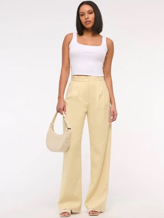 Abercrombie & Fitch Pants - Abercrombie & Fitch A&F Sloane Tailored Wide Leg Pants Butter Yellow Sz 4S